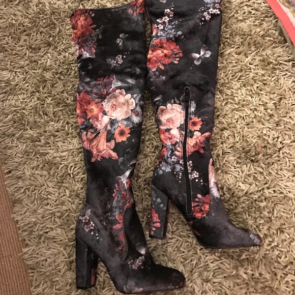 Shoes - Floral over the knee boot